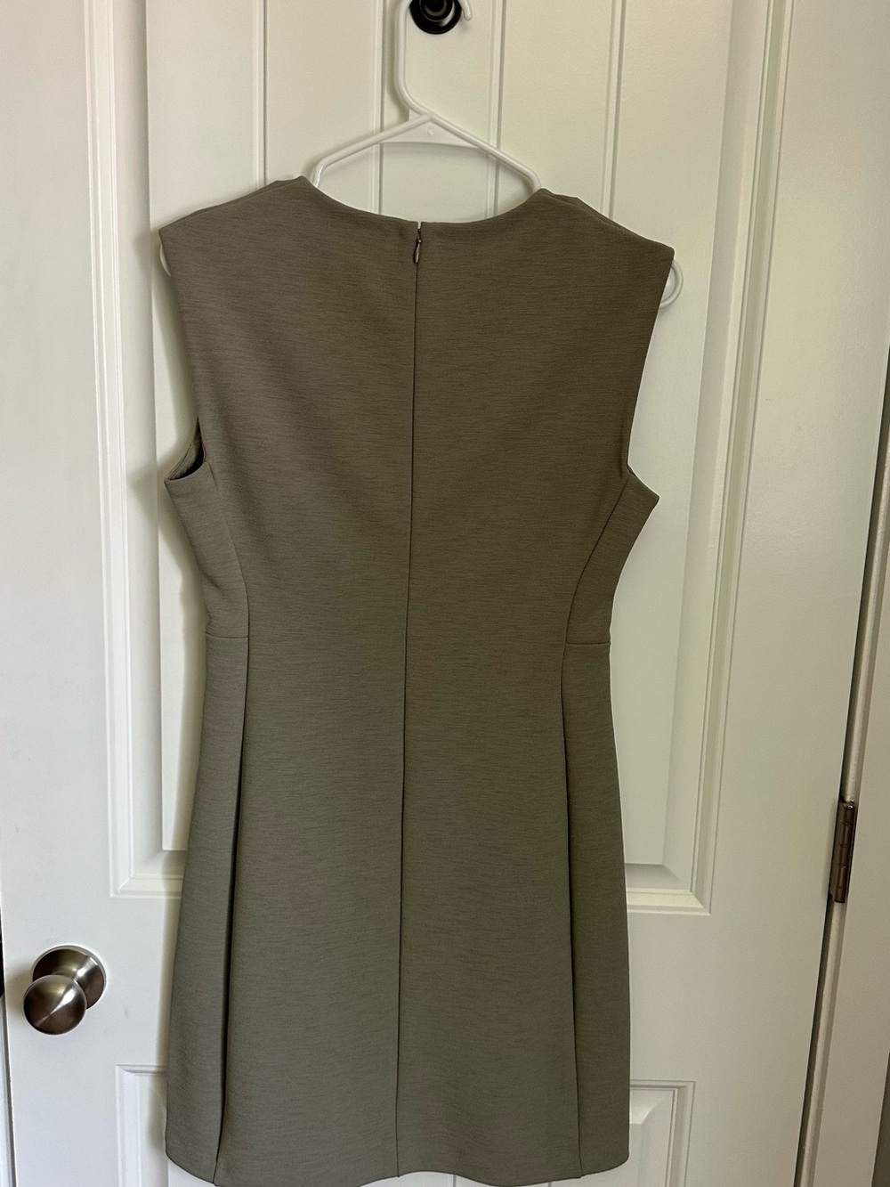 Club Monaco Sleeveless Mini Dress Khaki Olive Crewneck Mod A-Line Shift - Picture 5 of 12